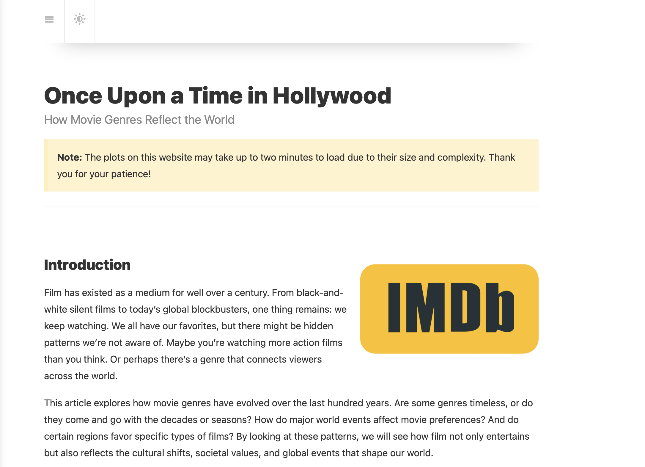 Interactive map showing movie data.